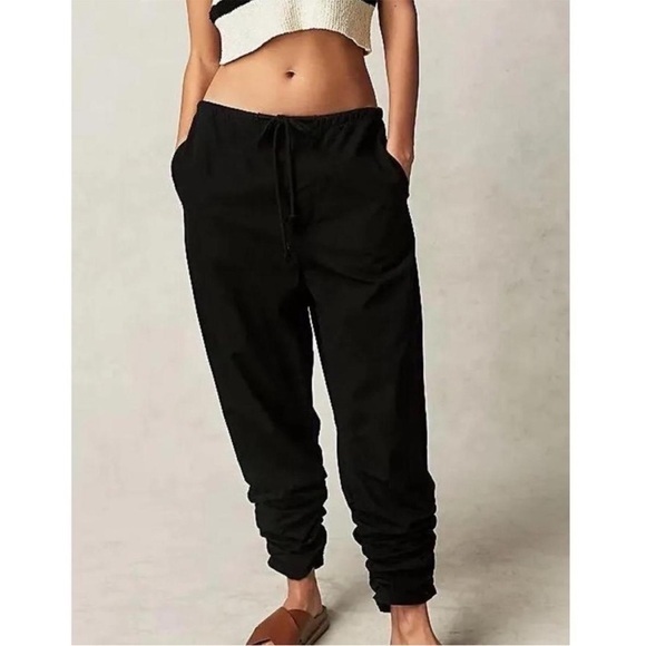 Free People Pants - Free People Black Drawstring Jogger Pants - Fit like Medium - Tall length